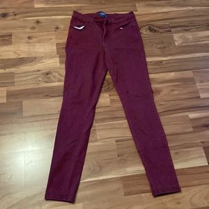 Burgundy skinny jeans